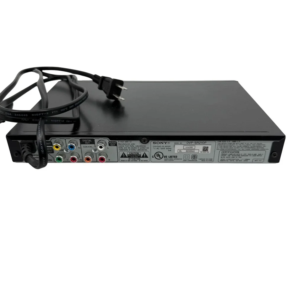 Sony DVP-SR210P CD DVD‎ Player Black with Remote and Manual June 2022 Model